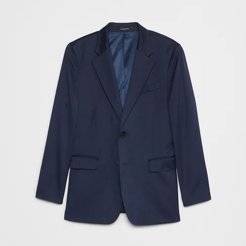 NWT Navy Modern Classic Satin Suit Jacket Size 38 Regular By Banana Republic - Picture 8 of 8